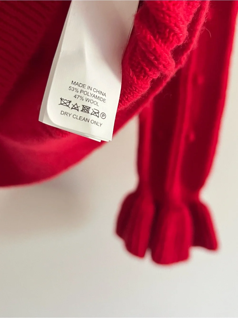 Kate Spade New York Ruffle Sweater X-Small Wool Blend Red Swiss Dot Preppy Knit